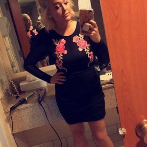 Dress, black dress, party dress, long sleeve dress